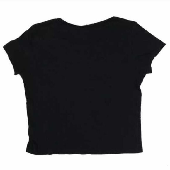 Vintage Y2K H&M Black Graphic Print Cotton Crop Top Baby Tee | Indie Sleaze Twee - Picture 2 of 5